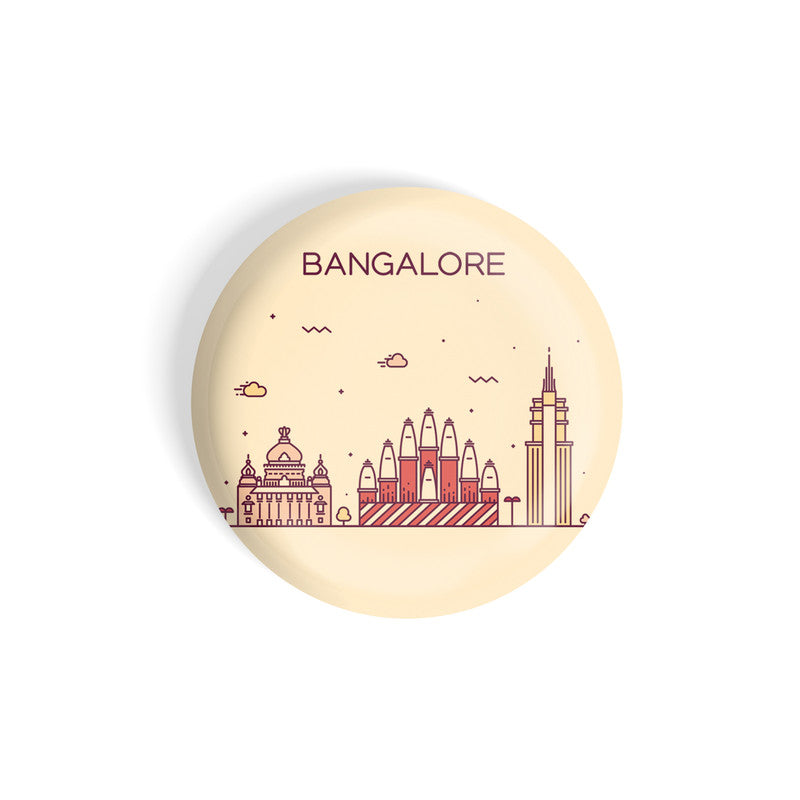 dhcrafts Round Fridge Magnet Brown Color Bangalore Glossy Finish Design Pack of 1 (58 mm)